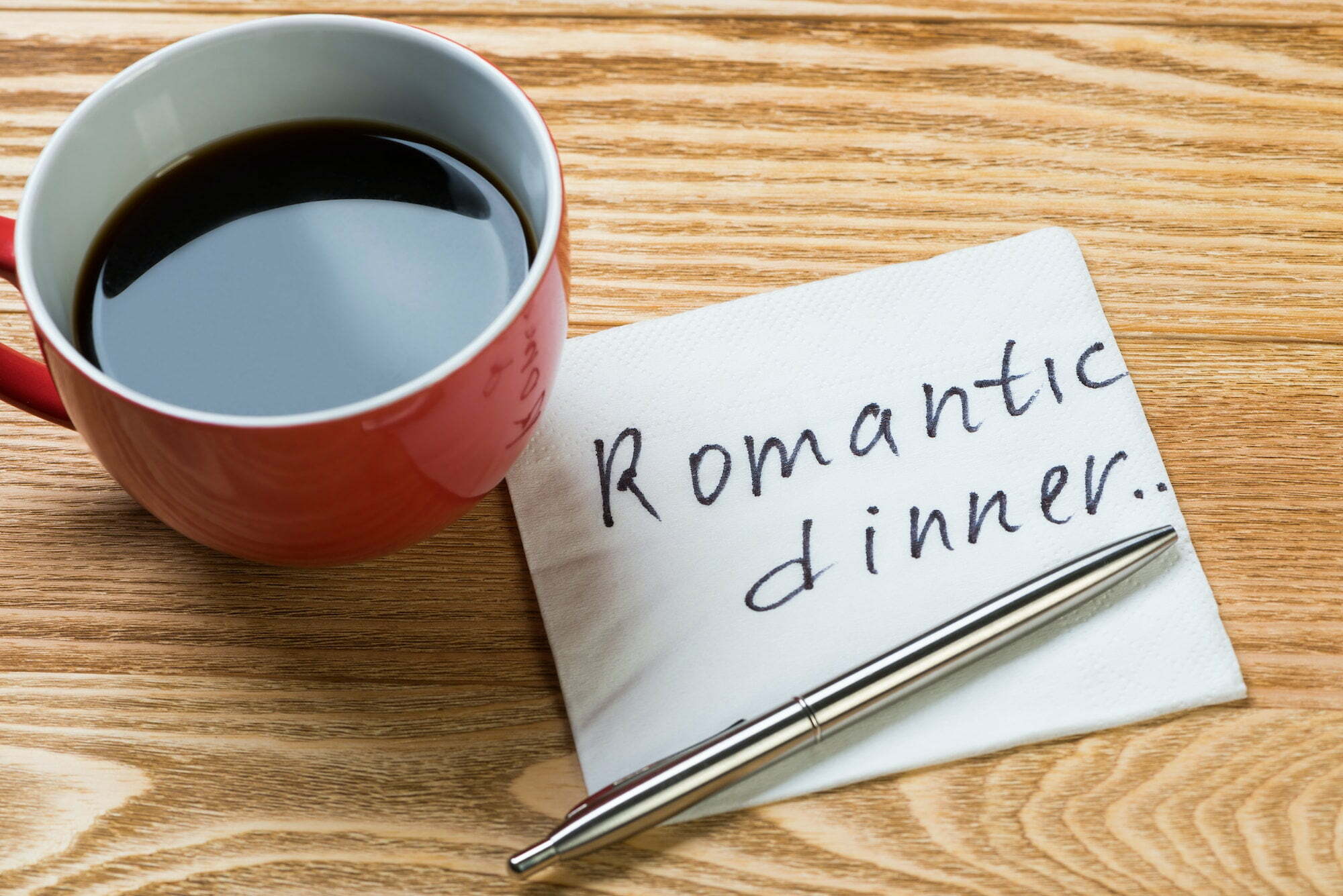 Romantic message written on napkin